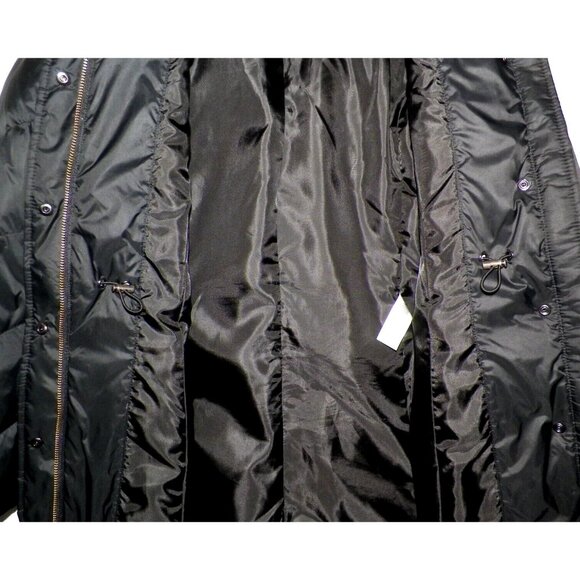 Women's S Talbots Petite Down Puffer Coat Parka Adj Waist Hood Black - Picture 12 of 13